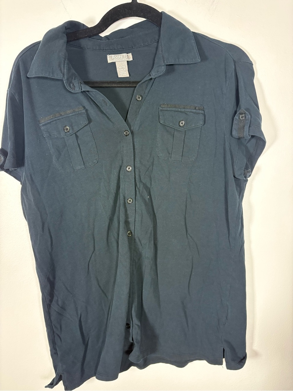 Roots Women's Dark blue Short-Sleeve Button Front Shirt